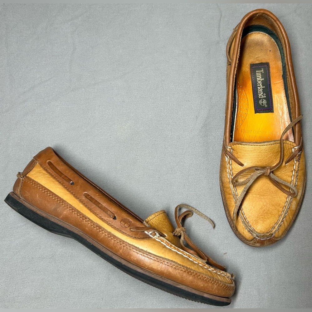 Timberland Women’s Size 8 Two Tone Brown Leather Boat Shoe
